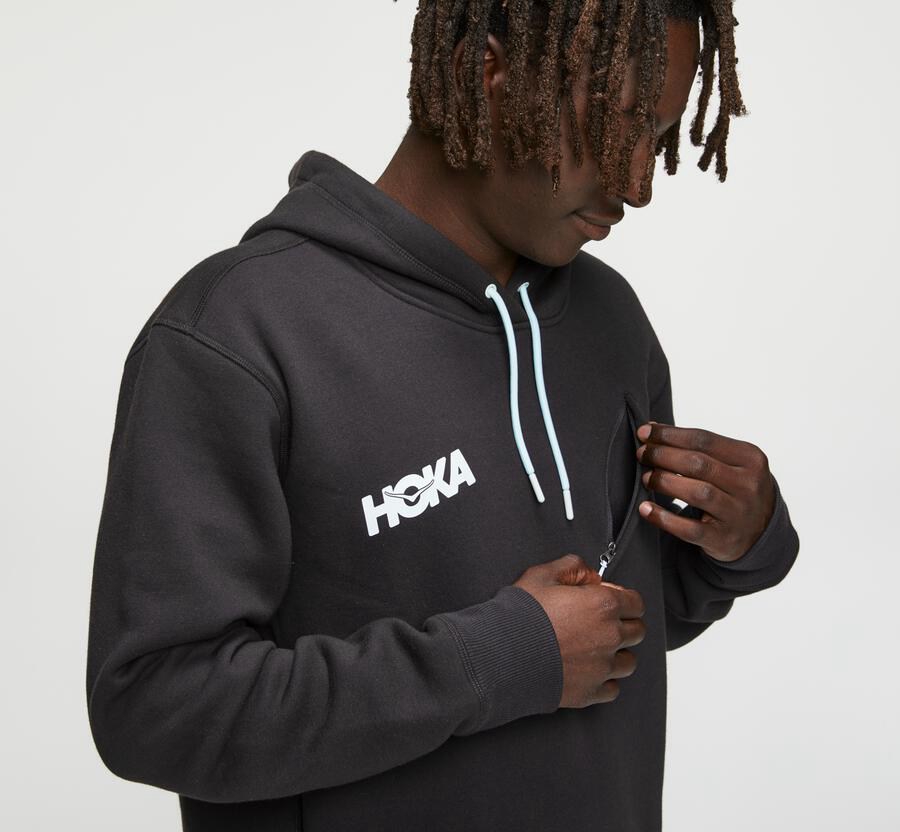 Sweat À Capuche Hoka One One Performance Homme - Noir - EVR-827539